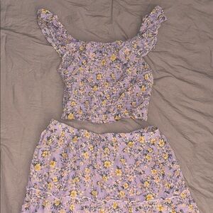 Hippie Rose Floral Purple Two-Piece Set